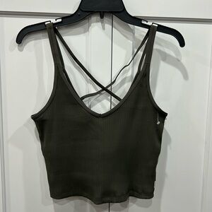 Vuori Women's Rib Crop Tank Top Olive Green